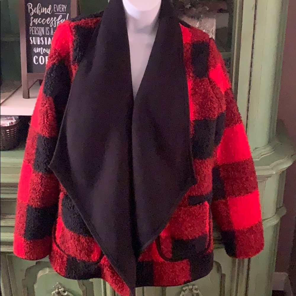 Super Warm Red and Black Buffalo Check Sweater